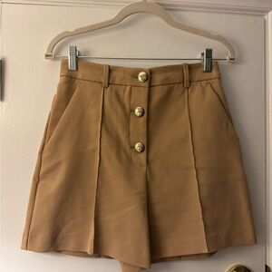 Zara Tan High Waist Shorts with Tailored Fit